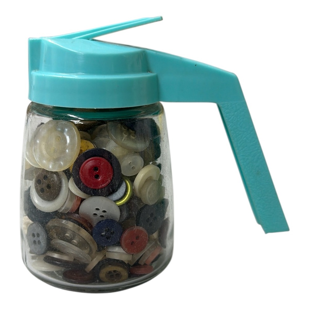 Vintage Syrup Jar full of buttons Various styles and sizes